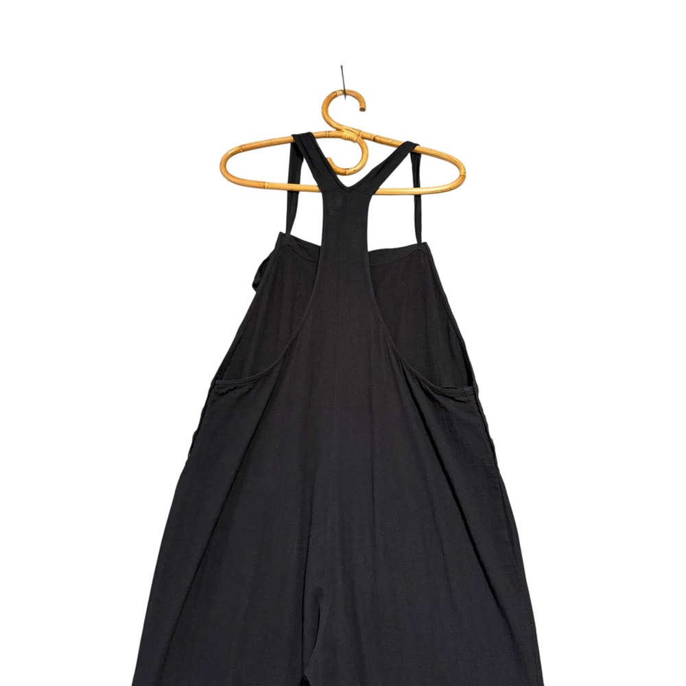 L. Space | Freya Overalls Black Tie Shoulder Jumpsuit Beach Cover-up Size L - Picture 6 of 12